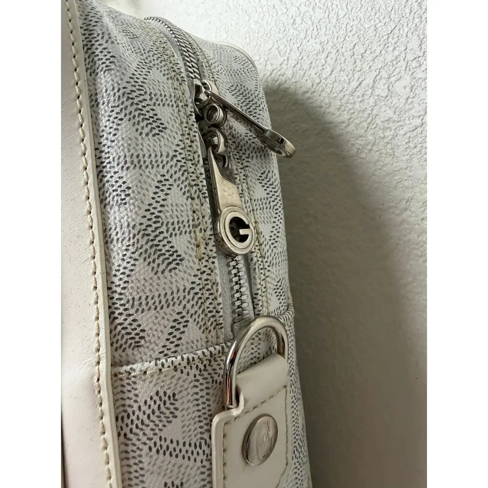 Goyard Ambassade MM White Goyardine Briefcase Laptop Bag AG Personalized